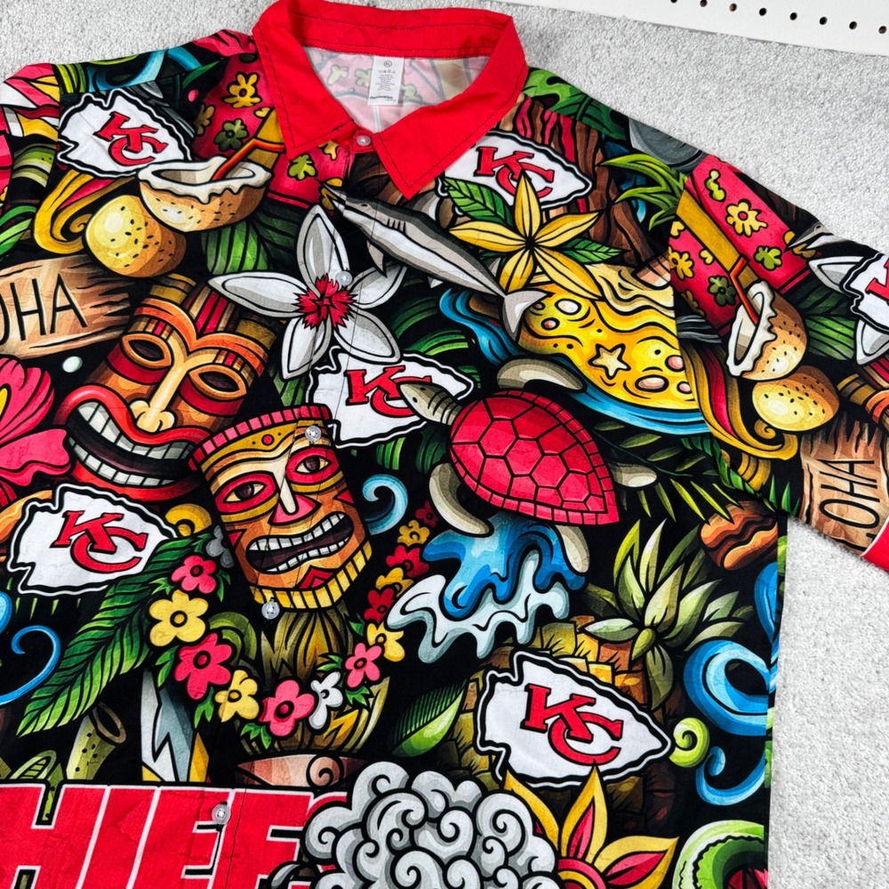 Kansas City Chiefs Shirt Men XL Multicolor Tiki Hawaiian NFL Football DALE